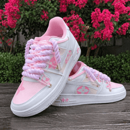 Hand Painted Pink Custom Air Force 1 Sneakers - view 2