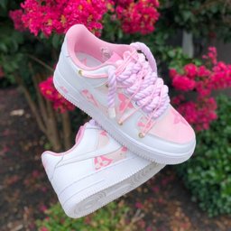 Hand Painted Pink Custom Air Force 1 Sneakers - view 4