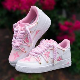 Hand Painted Pink Custom Air Force 1 Sneakers - view 5