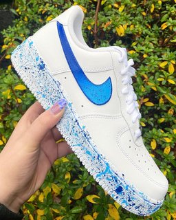 Hand Painted Blue Splatter Custom Air Force 1 Sneakers