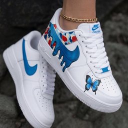 Butterfly Drip Camo Blue Red Custom Air Force 1 - view 2