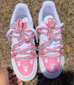 Hand Painted Pink Rhinestone Custom Air Force 1 Sneakers - view 3