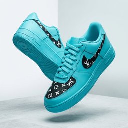 Turquoise Hand Painted Custom Air Force 1 Sneakers - view 3