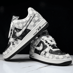 Hand Painted Custom Checkered Air Force 1 Sneakers - view 2