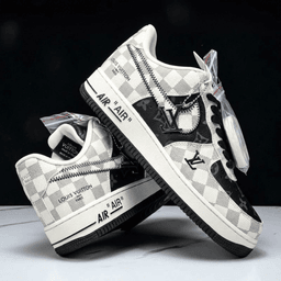 Hand Painted Custom Checkered Air Force 1 Sneakers - view 3