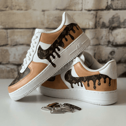 Hand Painted Brown Drip Custom Air Force 1 Sneakers - view 3