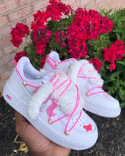 Custom Hand Painted Pink Butterfly Air Force 1 Sneakers - view 2