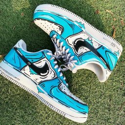 Blue Cartoon Drip Custom Air Force 1 - view 2