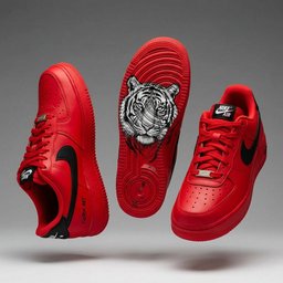 Hand Painted Red Tiger Custom Air Force 1 Sneakers - view 2