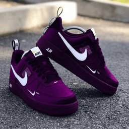 Hand Painted Purple Velvet Custom Air Force 1 Sneakers - view 4