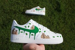 Hand Painted Money Bag Custom Air Force 1 Sneakers - view 2
