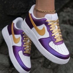 Double Swoosh Purple Gold Custom Air Force 1 - view 2