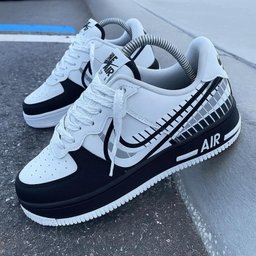 Custom Hand Painted Black White Plaid Air Force 1 Sneakers