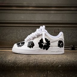 Custom Hand Painted Black Floral Air Force 1 Sneakers - view 2