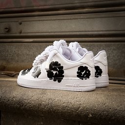 Custom Hand Painted Black Floral Air Force 1 Sneakers - view 3