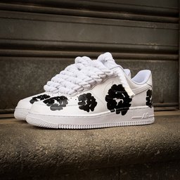 Custom Hand Painted Black Floral Air Force 1 Sneakers - view 4