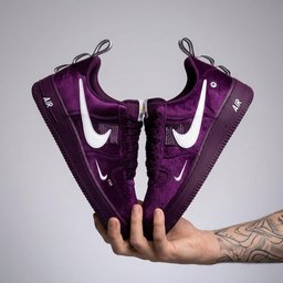 Purple Hand Painted Custom Air Force 1 Sneakers - view 2