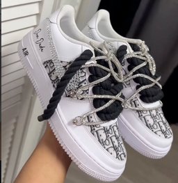 Custom Hand Painted Rhinestone Air Force 1 Sneakers - view 3