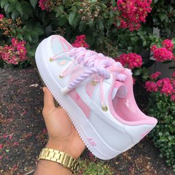 Hand Painted Pink & Purple Custom Air Force 1 Sneakers - view 2