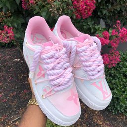 Hand Painted Pink & Purple Custom Air Force 1 Sneakers - view 4