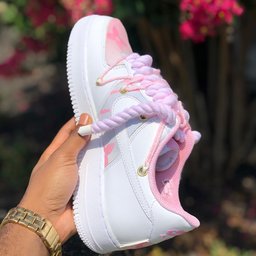 Hand Painted Pink & Purple Custom Air Force 1 Sneakers - view 3