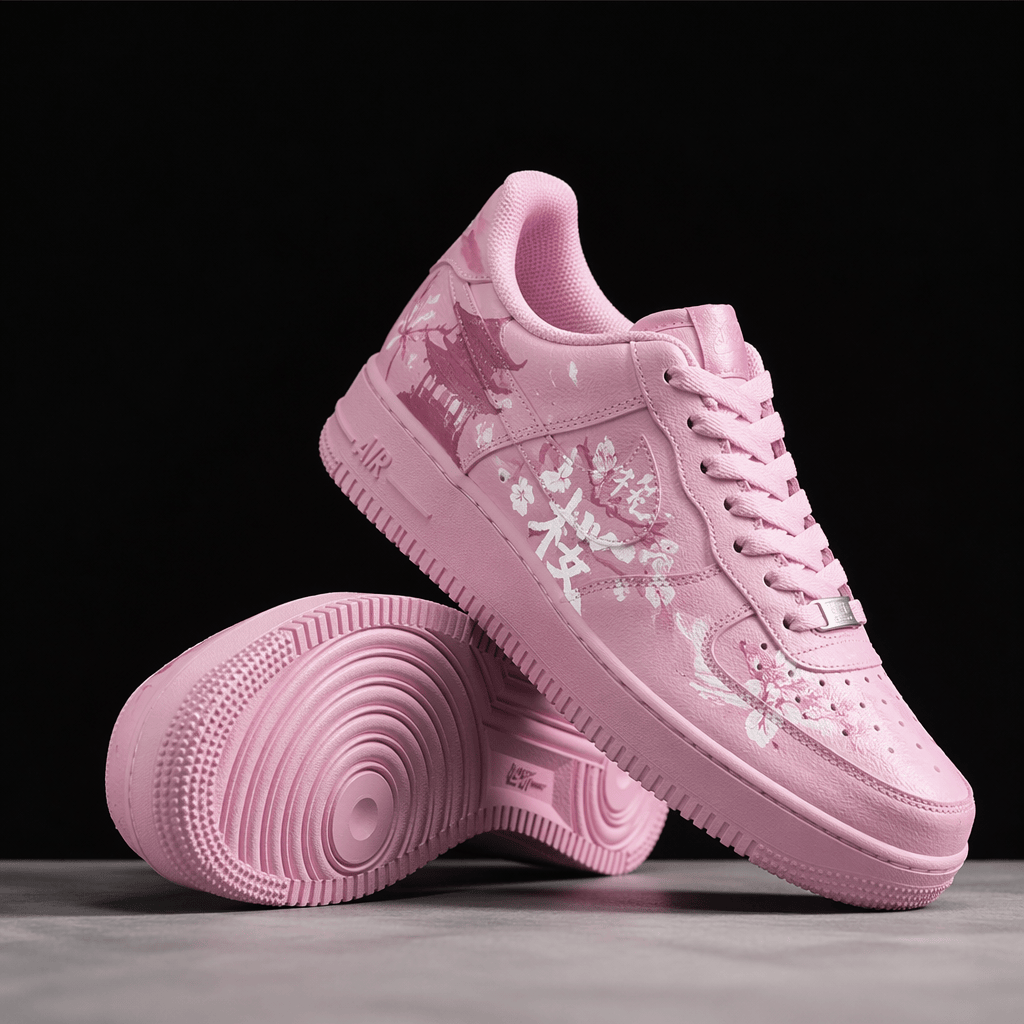 Custom Pink Hand Painted Air Force 1 Sneakers