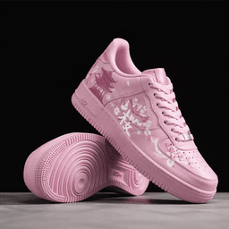 Custom Pink Hand Painted Air Force 1 Sneakers