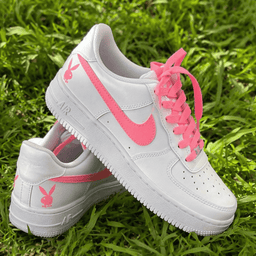 Hand Painted Pink Bunny Custom Air Force 1 Sneakers - view 2