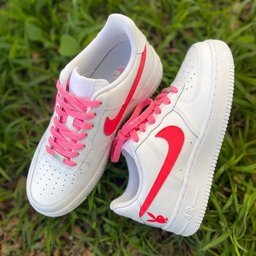 Hand Painted Pink Bunny Custom Air Force 1 Sneakers - view 3