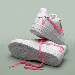 Hand Painted Pink Bunny Custom Air Force 1 Sneakers - view 4