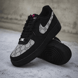 Hand Painted Custom Black Monogram Air Force 1 Sneakers - view 2