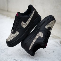 Hand Painted Custom Black Monogram Air Force 1 Sneakers - view 6