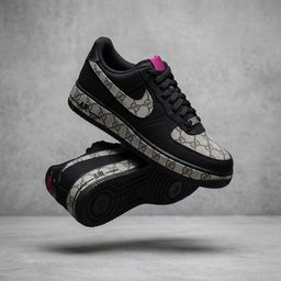 Hand Painted Custom Black Monogram Air Force 1 Sneakers
