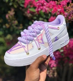 Hand Painted Purple Rope Lace Custom Air Force 1 Sneakers - view 5