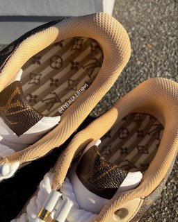 Custom Hand Painted Beige Monogram Air Force 1 Sneakers - view 2