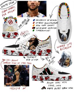 Basketball Star Rose  Black Red Custom Air Force 1 - view 2