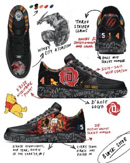 Basketball Star Rose  Black Red Custom Air Force 1 - view 6