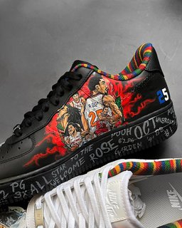 Basketball Star Rose  Black Red Custom Air Force 1 - view 7