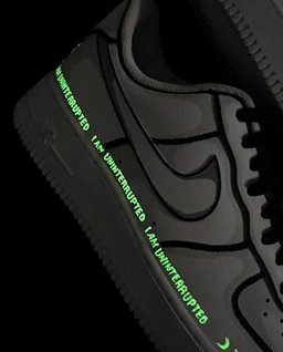 Black Green Florescent Light Font Custom Air Force 1 - view 3