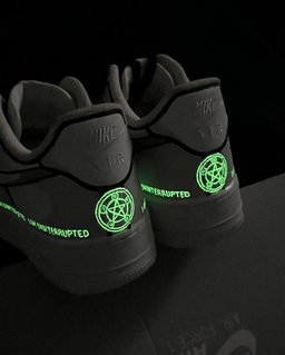 Black Green Florescent Light Font Custom Air Force 1 - view 5