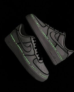 Black Green Florescent Light Font Custom Air Force 1 - view 6