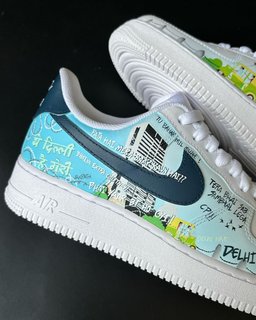 Navy Blue Blue and White Gradient Custom Air Force 1 - view 2
