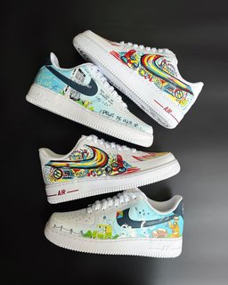Navy Blue Blue and White Gradient Custom Air Force 1 - view 4