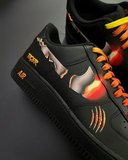 Red Black Orange Flame Flow Claw Marks Custom Air Force 1 - view 2
