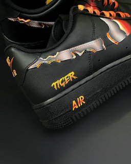 Red Black Orange Flame Flow Claw Marks Custom Air Force 1 - view 3