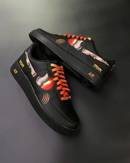 Red Black Orange Flame Flow Claw Marks Custom Air Force 1 - view 5