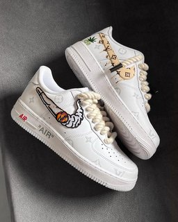 Khaki Classical Torch LV Logo Custom Air Force 1 - view 3