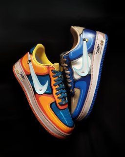 Dark Blue Orange White Yellow Custom Air Force 1 - view 2