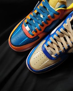 Dark Blue Orange White Yellow Custom Air Force 1 - view 3