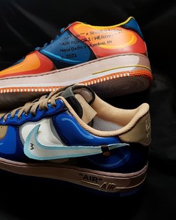 Dark Blue Orange White Yellow Custom Air Force 1 - view 4